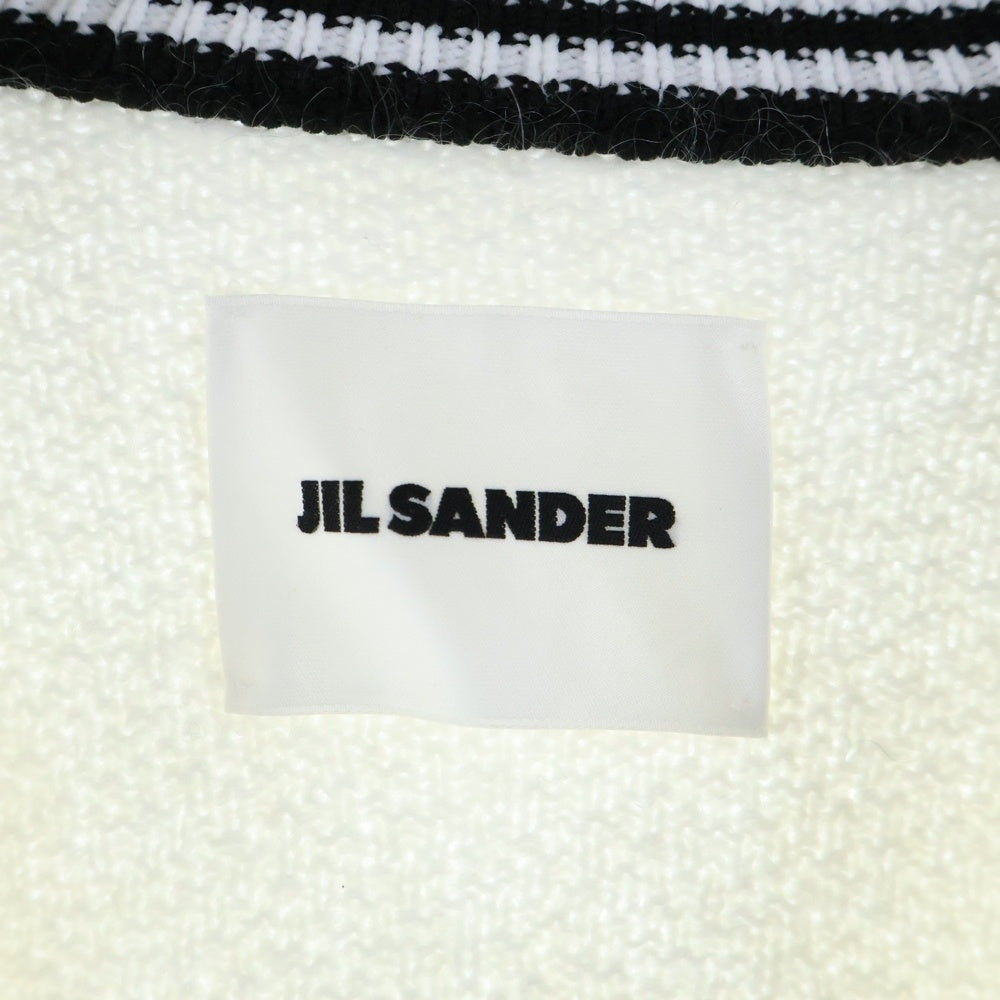 JIL SANDER(ジルサンダー) HN LS ZIP UP JACKET エンボスロゴ ジップアップ ウールジャケット ホワイト/ブラック J22HP0041