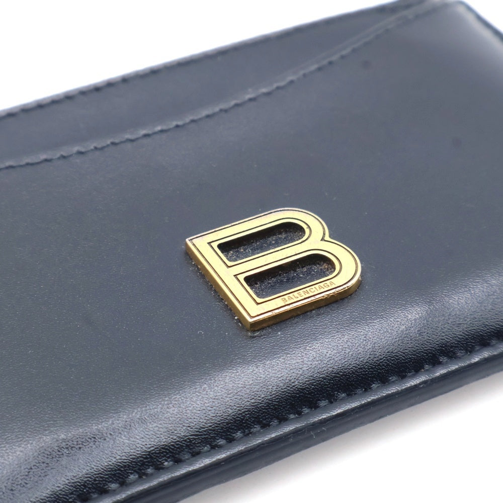 BALENCIAGA(バレンシアガ) Bロゴプレート レザーコインケース ブラック/ゴールド 637371