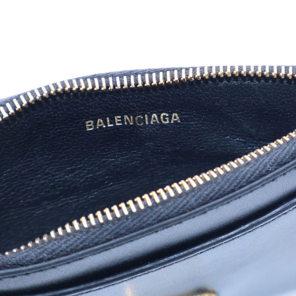 BALENCIAGA(バレンシアガ) Bロゴプレート レザーコインケース ブラック/ゴールド 637371