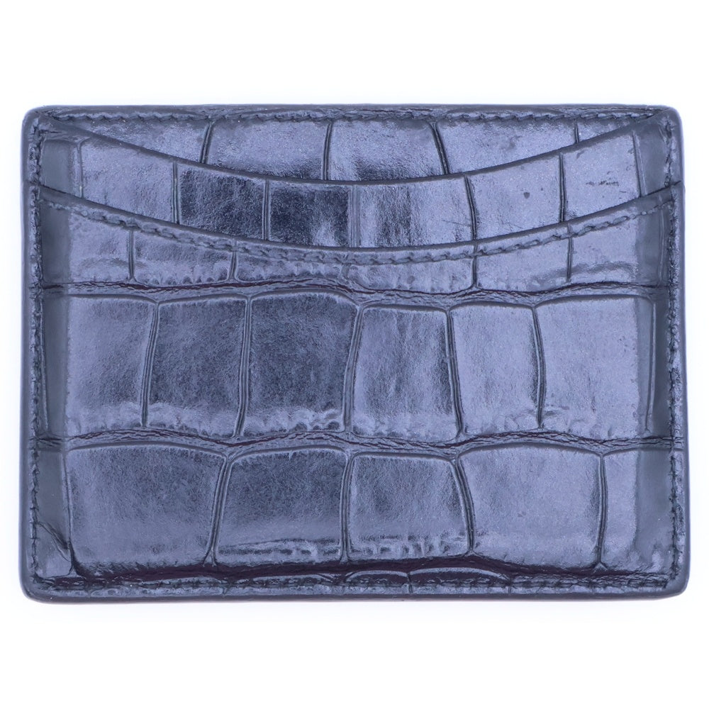 BALENCIAGA(バレンシアガ) Bロゴ クロコダイル レザーカードケース ブラック 637370