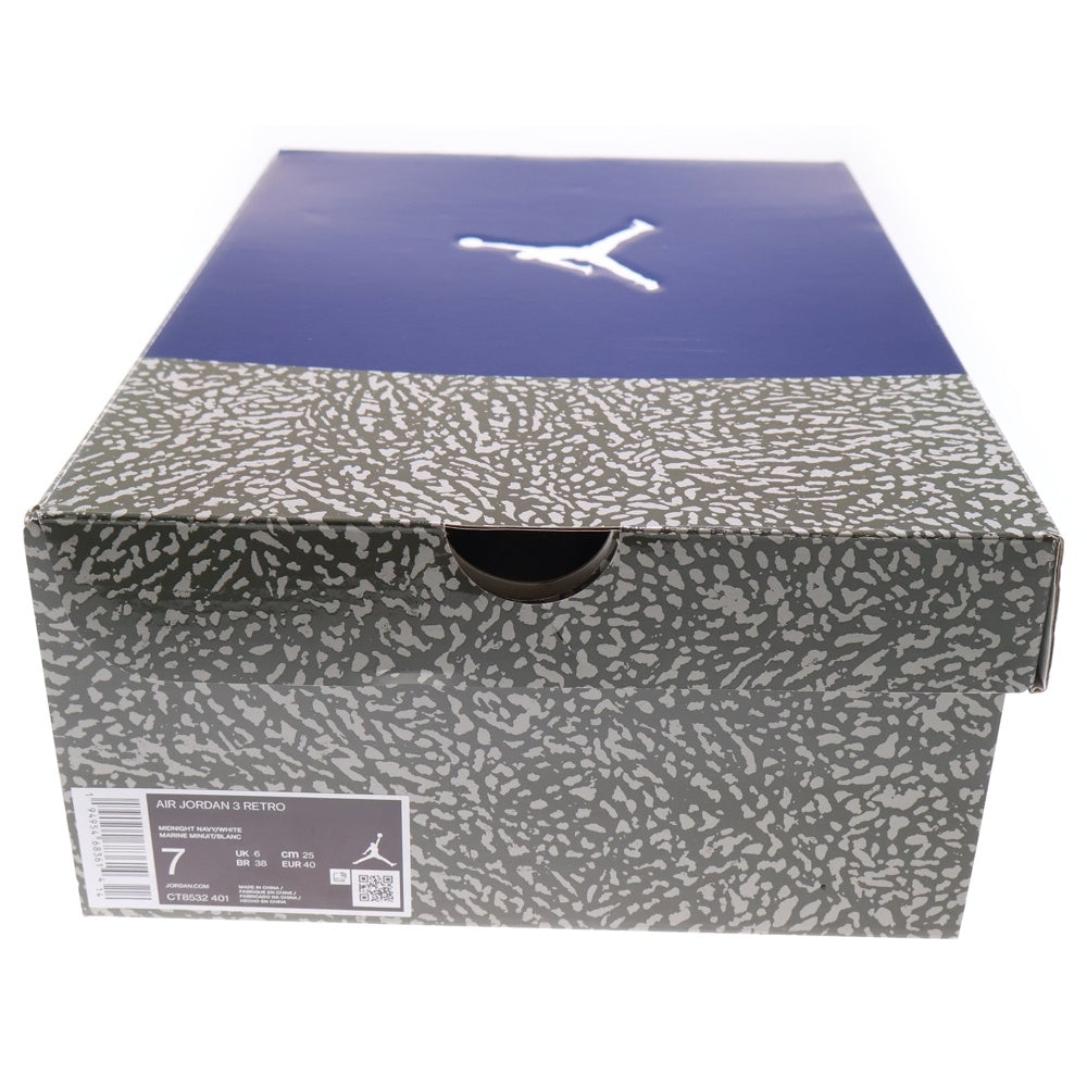 NIKE(ナイキ) AIR JORDAN 3 RETRO MIDNIGHT NAVY エアジョーダン ミッドナイト ローカットスニーカー ネイビー US7/25.0cm CT8532-401