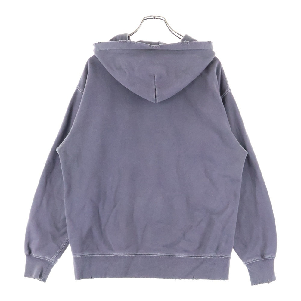 Jieda(ジエダ) PIGMENT J LOGO ZIP UP HOODIE Jie-24W-CT09 ピグメント ダメージ加工 ジップアップフーディ ブラック
