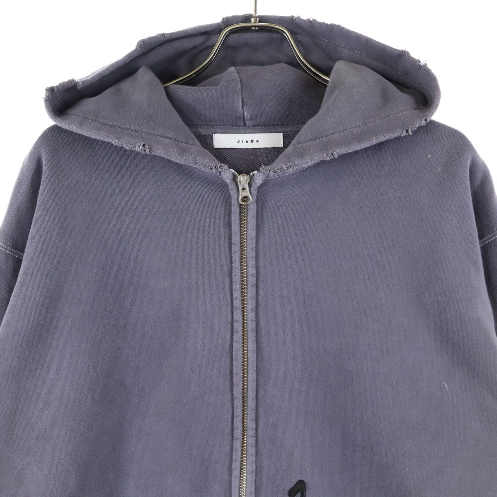 Jieda(ジエダ) PIGMENT J LOGO ZIP UP HOODIE Jie-24W-CT09 ピグメント ダメージ加工 ジップアップフーディ ブラック