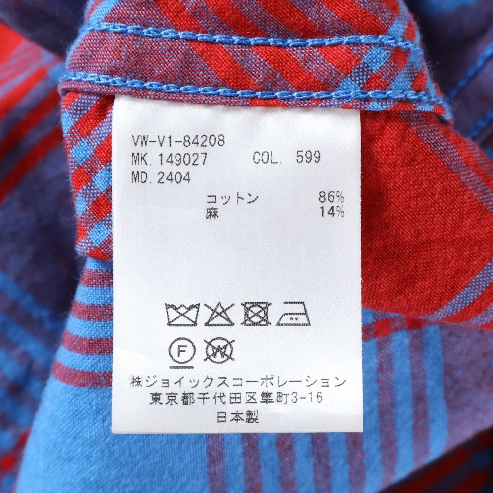 Vivienne Westwood MAN(ヴィヴィアンウエストウッドマン) フロントロゴ刺繍 チェック柄ハーフジップフーディパーカー マルチ VW-V1-84208