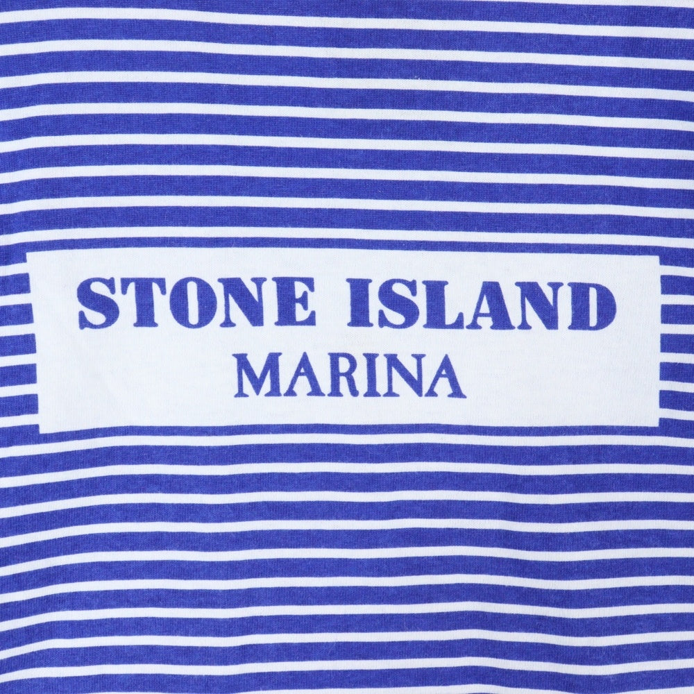 STONE ISLAND(ストーンアイランド) MARINA プリント ボーダー柄 長袖Tシャツ ロングスリーブカットソー 7015244X4 ブルー/ホワイト