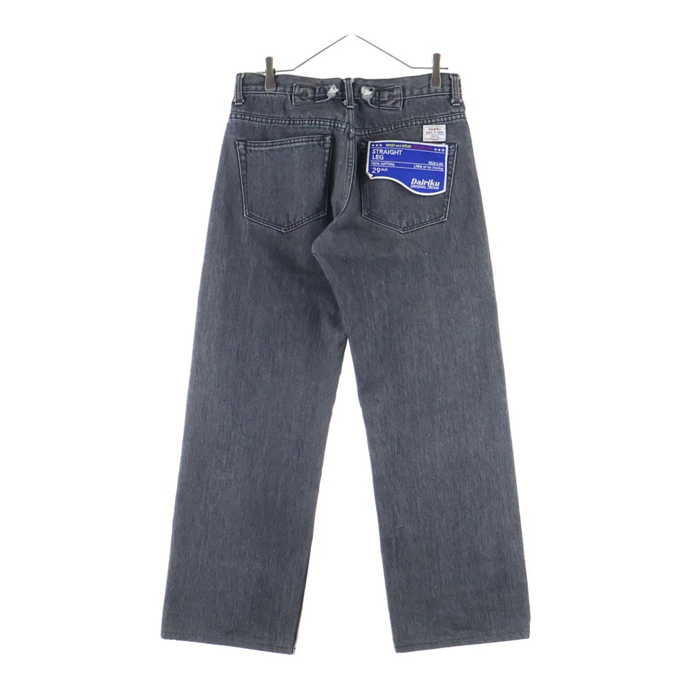 DAIRIKU(ダイリク) 19SS ロゴパッチ付き ボタンフライ ストレートデニムパンツ ブラック