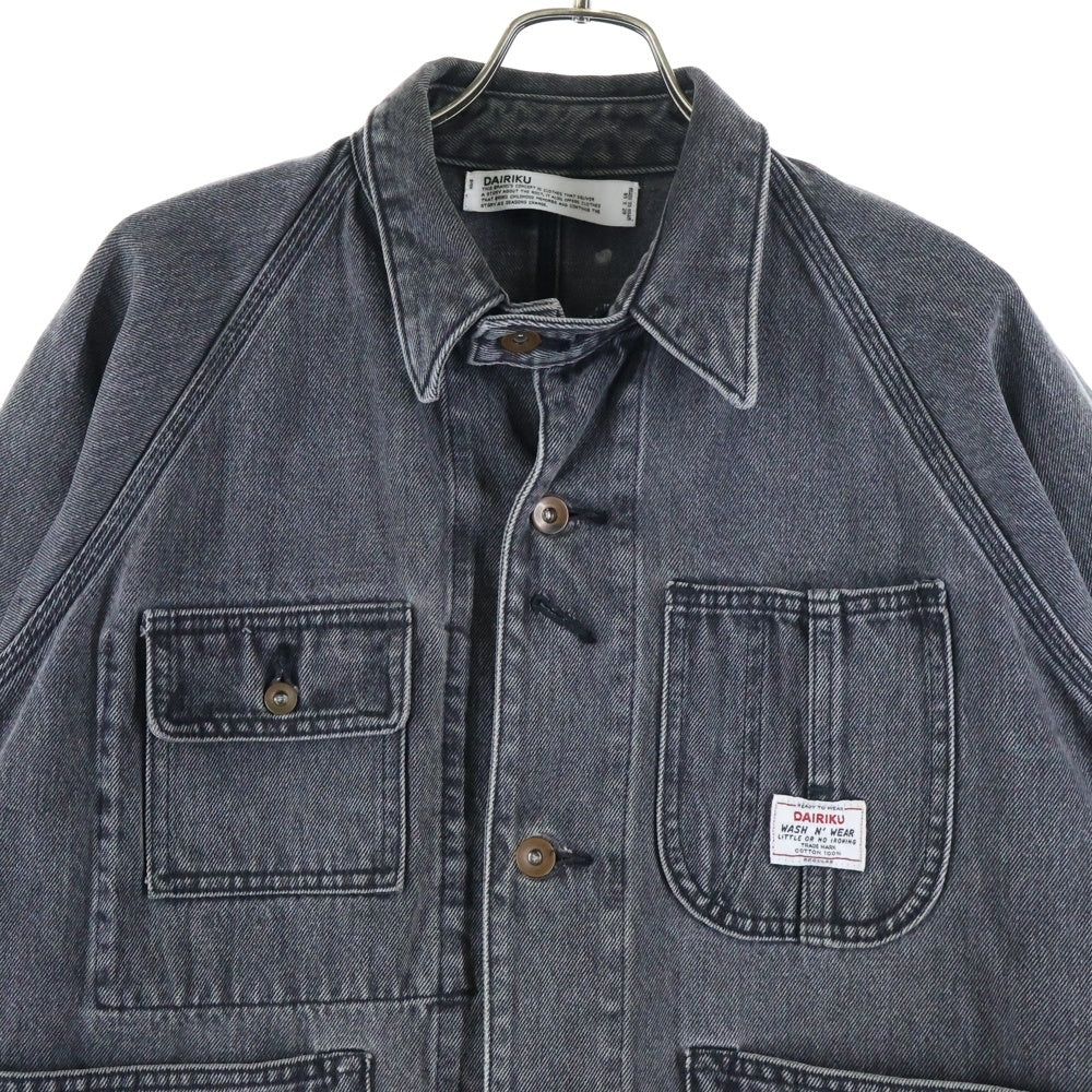 DAIRIKU(ダイリク) 19SS VINTAGE COVER ALL ヴィンテージカバーオール フロントボタン デニムカバーオール ブラック