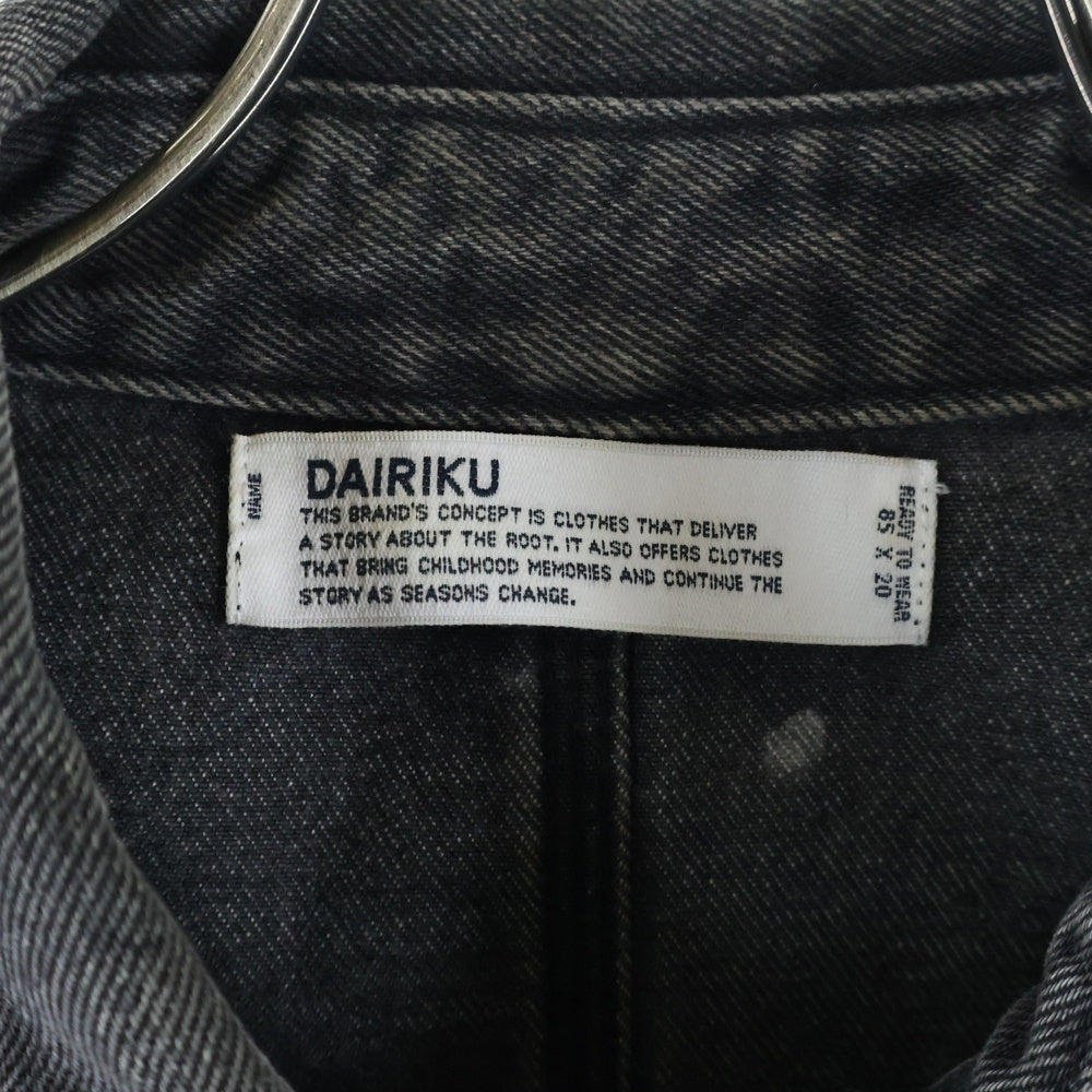 DAIRIKU(ダイリク) 19SS VINTAGE COVER ALL ヴィンテージカバーオール フロントボタン デニムカバーオール ブラック