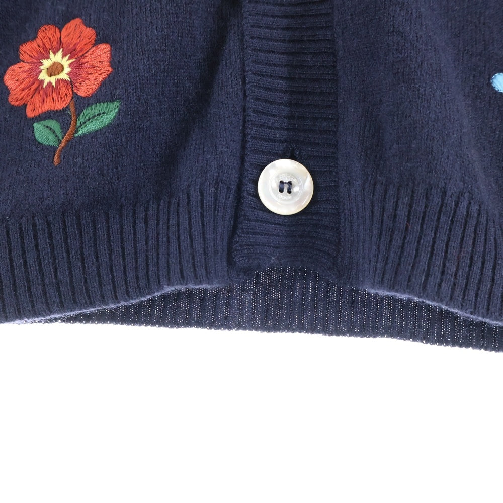 GUCCI(グッチ) エンブロイダリー ロゴ刺繍 長袖ニットカーディガン ネイビー 525887