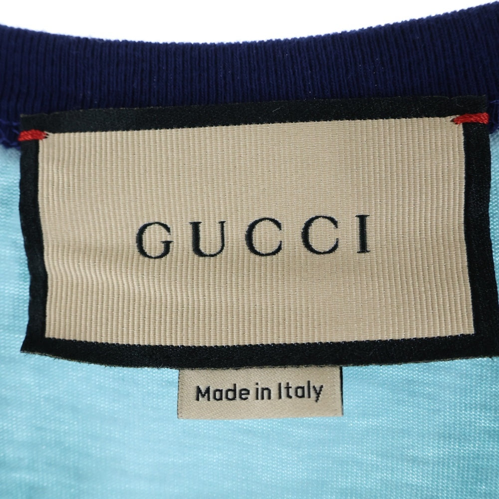 GUCCI(グッチ) アップルプリント クルーネック 半袖Tシャツ カットソー ライトブルー 703439
