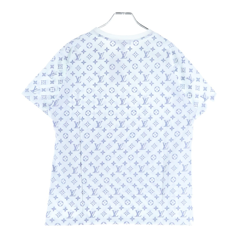 LOUIS VUITTON(ルイヴィトン) 20SS エスカルプリント モノグラム総柄 フロントネックチェーン クルーネック 半袖Tシャツ カットソー ホワイト/ネイビー RW202W UYZ FJTS01