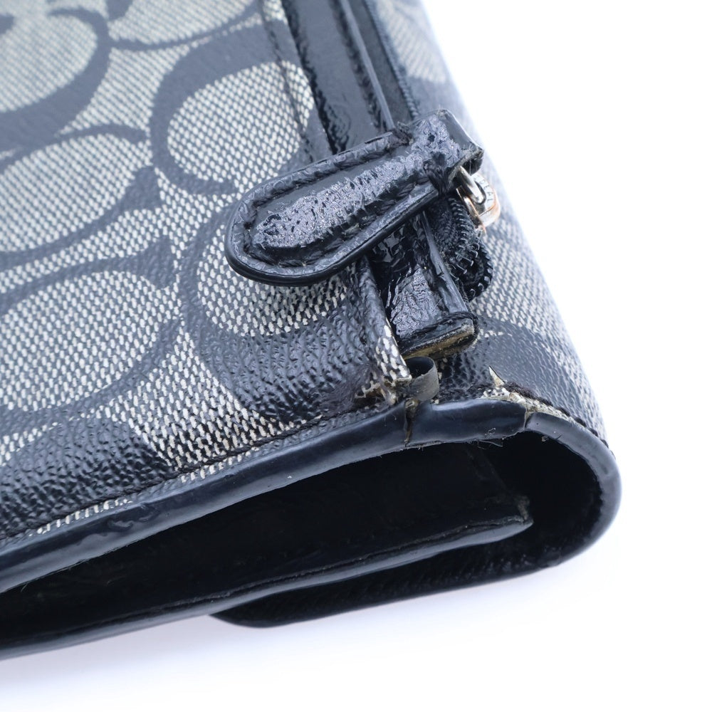 COACH(コーチ) シグネチャーロゴ キャンバス 長財布 ロングウォレット グレー/ブラック