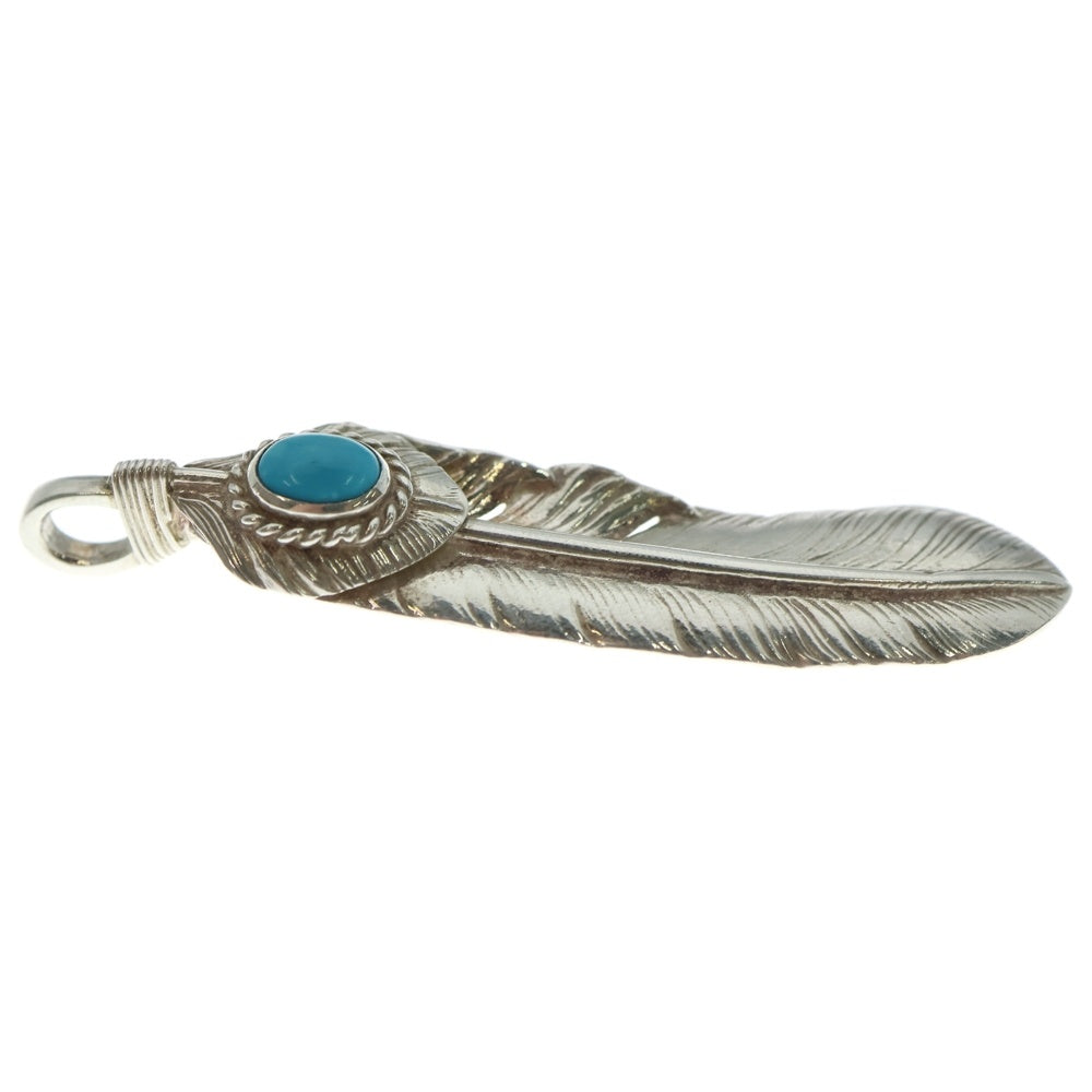 goro's(ゴローズ) 【現行】上銀銀縄ターコイズ特大フェザー 左向き ペンダントトップ シルバー/ゴールド