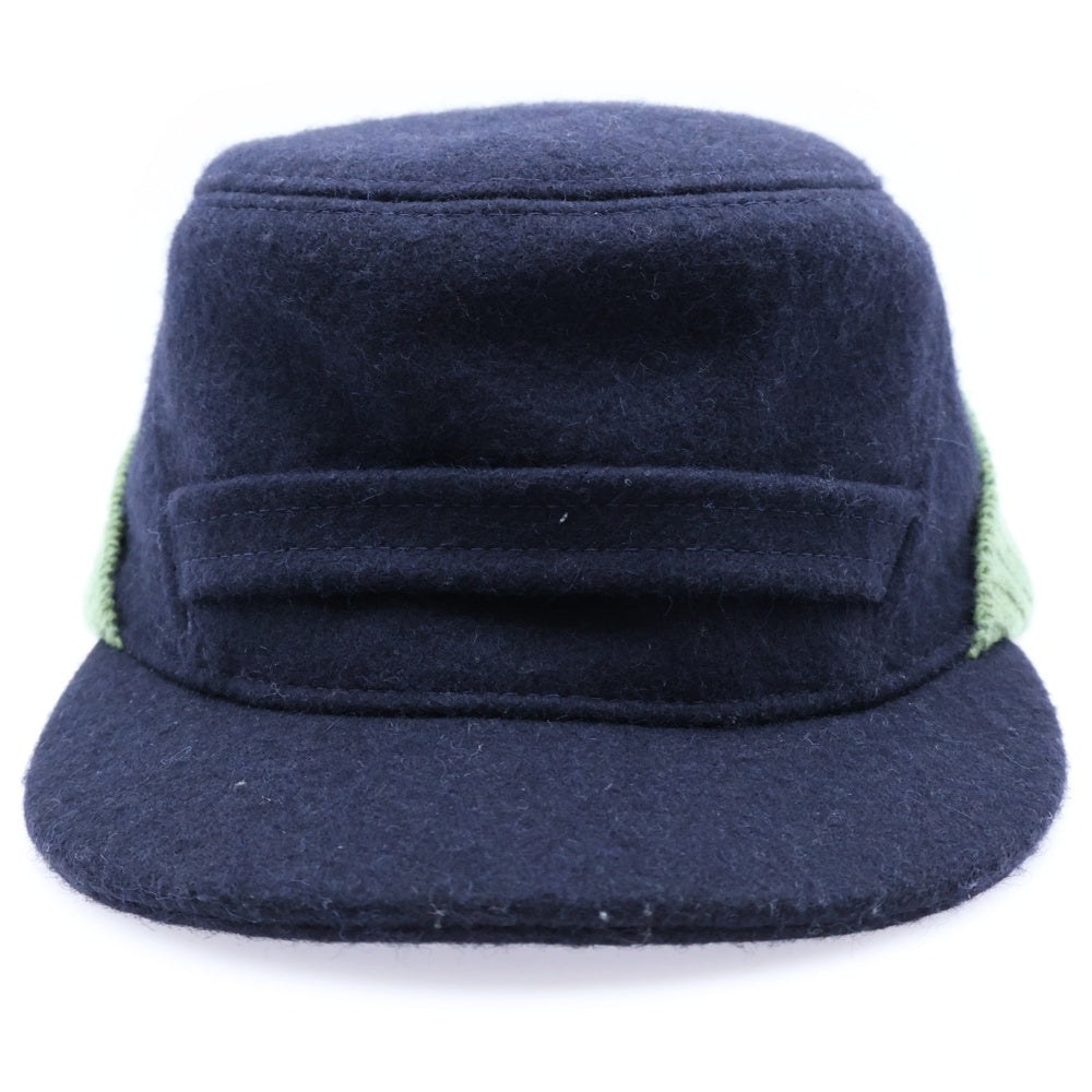 COMME des GARCONS SHIRT(コムデギャルソンシャツ) ニット切替 ウール メルトン ワークキャップ 帽子 ネイビー/グリーン W19648