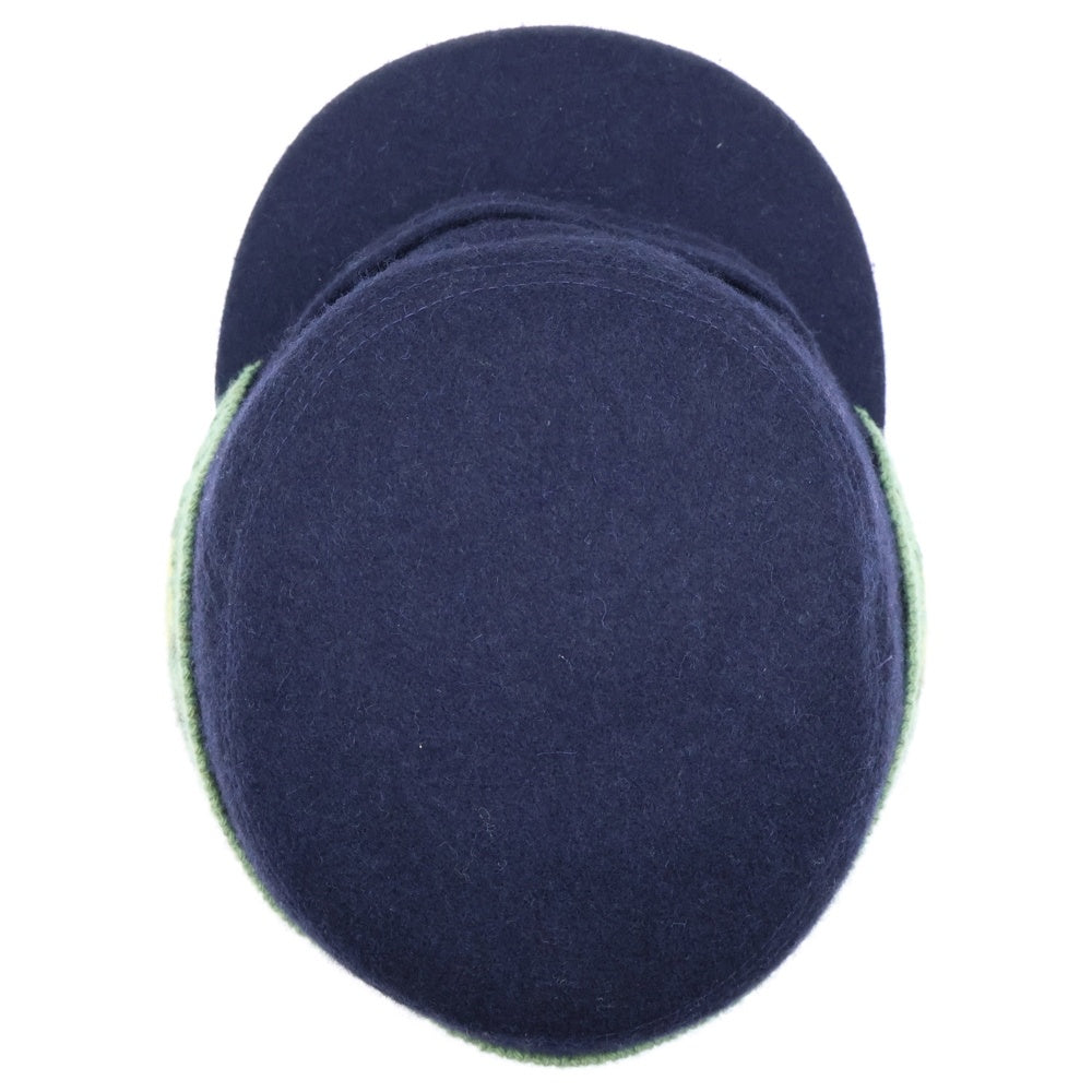 COMME des GARCONS SHIRT(コムデギャルソンシャツ) ニット切替 ウール メルトン ワークキャップ 帽子 ネイビー/グリーン W19648