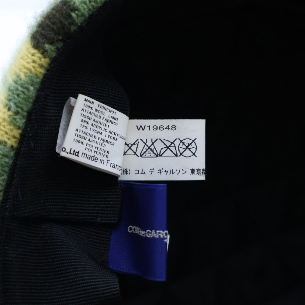 COMME des GARCONS SHIRT(コムデギャルソンシャツ) ニット切替 ウール メルトン ワークキャップ 帽子 ネイビー/グリーン W19648