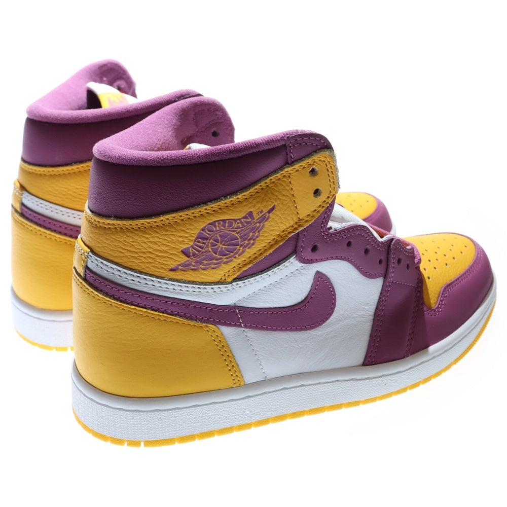 NIKE(ナイキ) AIR JORDAN 1 HIGH OG Brotherhood エアジョーダンワン ブラザーフッド ハイカットスニーカー イエロー/パープル US9.5/27.5cm 555088-706