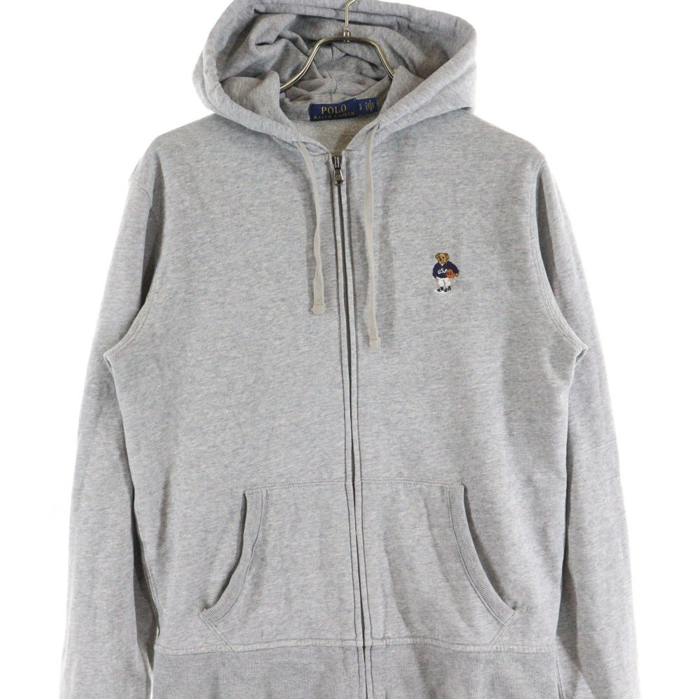 POLO RALPH LAUREN(ポロラルフローレン) フロント刺繍 ジップアップ フーディーパーカー 710677065001 グレー