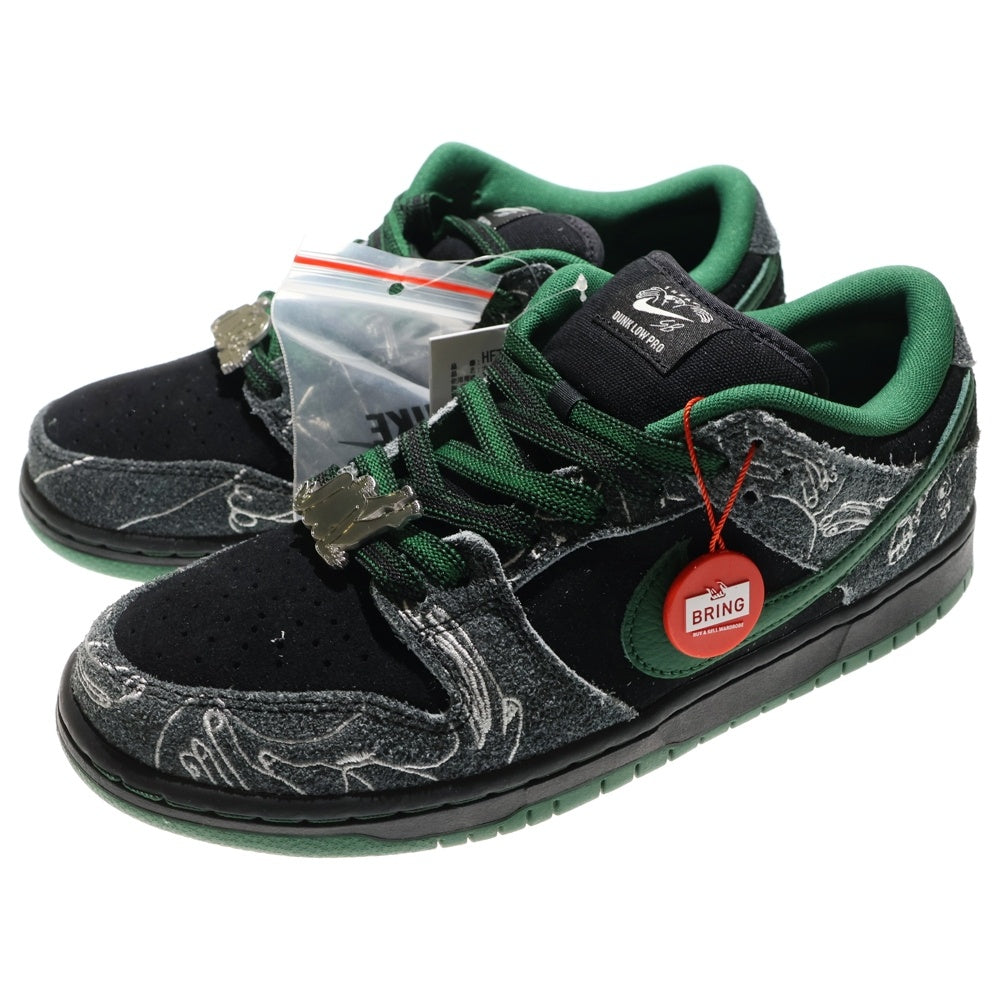 NIKE SB(ナイキエスビー) ×THERE SKATEBOARDS DUNK LOW PRO ゼアスケートボード ダンク アンスラサイト ローカットスニーカー グレー/グリーン US9.5/27.5cm HF7743-001