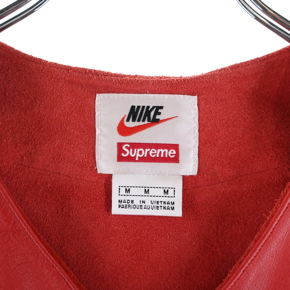 SUPREME(シュプリーム) 19AW ×NIKE Leather Baseball Jersey ナイキ レザー バスケットボール 半袖シャツ レッド CK6221-687