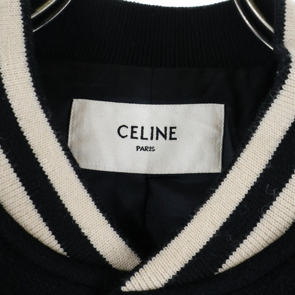 CELINE(セリーヌ) 22SS Classic Wool Teddy Jacket Cワッペンロゴ クラシックウール テディジャケット ブラック 2V56D896C