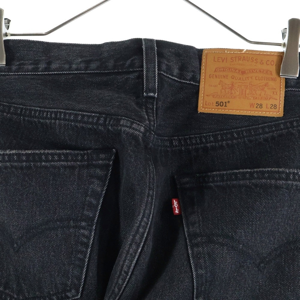 Levi's(リーバイス) 501 レザーパッチ ボタンフライ ストレートデニムパンツ インディゴブラック PC9-0022U-0000