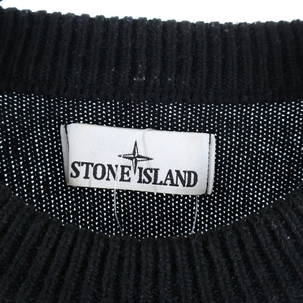 STONE ISLAND(ストーンアイランド) 23AW Knitwear クルーネック ウール 長袖ニットセーター ブラック 7915508A3