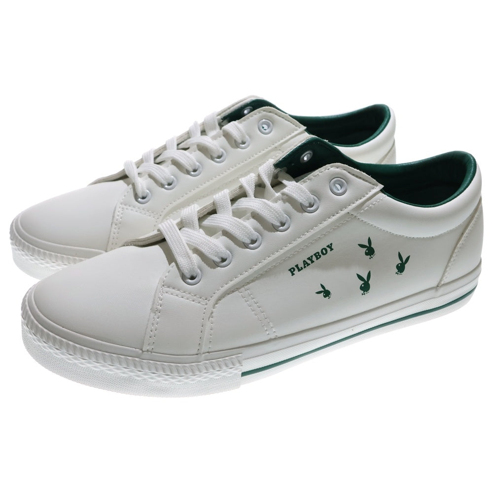 PLAYBOY(プレイボーイ) ロゴ刺繍付き ローカットスニーカー シューズ PB9581 28.0cm ホワイト/グリーン