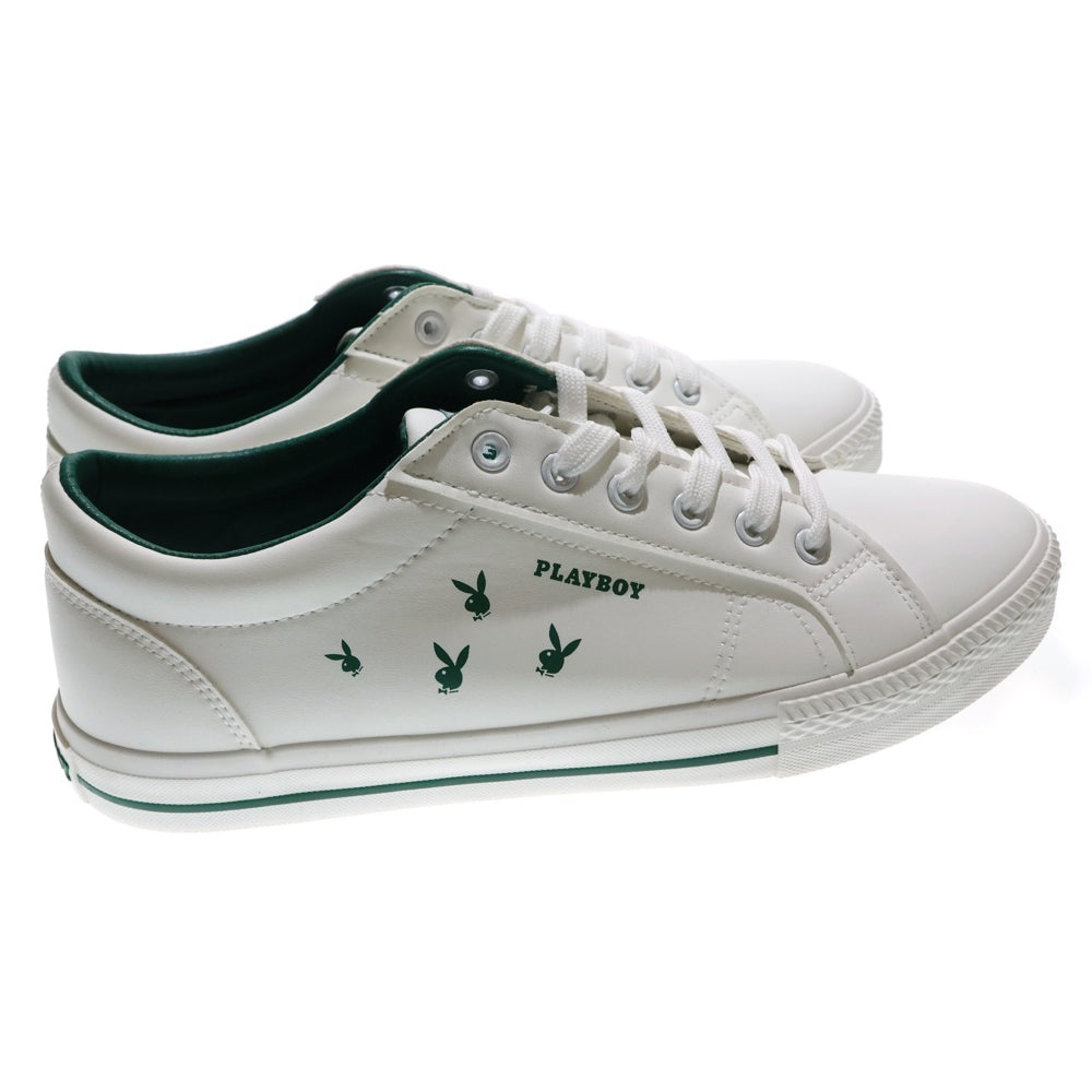 PLAYBOY(プレイボーイ) ロゴ刺繍付き ローカットスニーカー シューズ PB9581 28.0cm ホワイト/グリーン