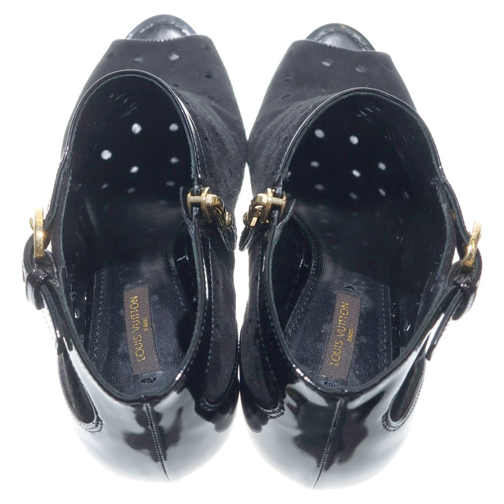 LOUIS VUITTON(ルイヴィトン) サイドジップアップ スエード ハイヒールパンプス NL-0150 ブーツ レディース 37 1/2 ブラック
