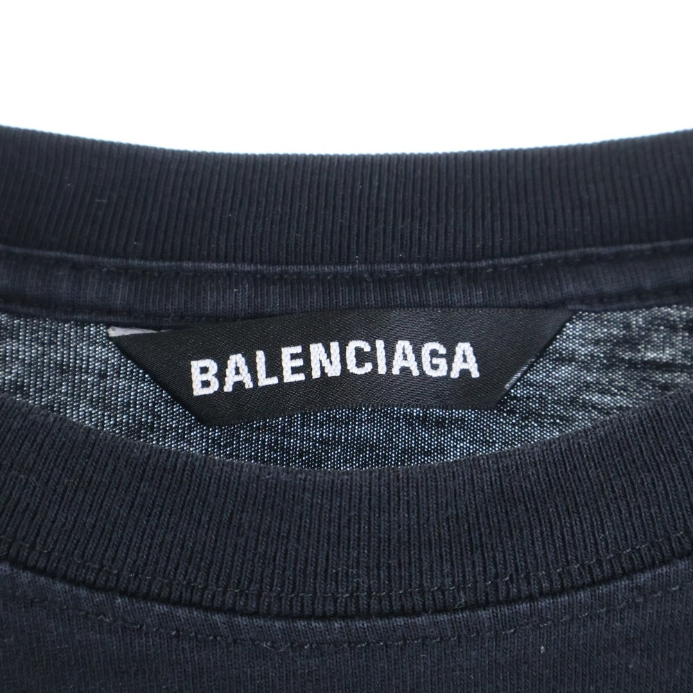 BALENCIAGA(バレンシアガ) フロント ロゴプリント 半袖Tシャツ カットソー 613968-TYK28 ブラック