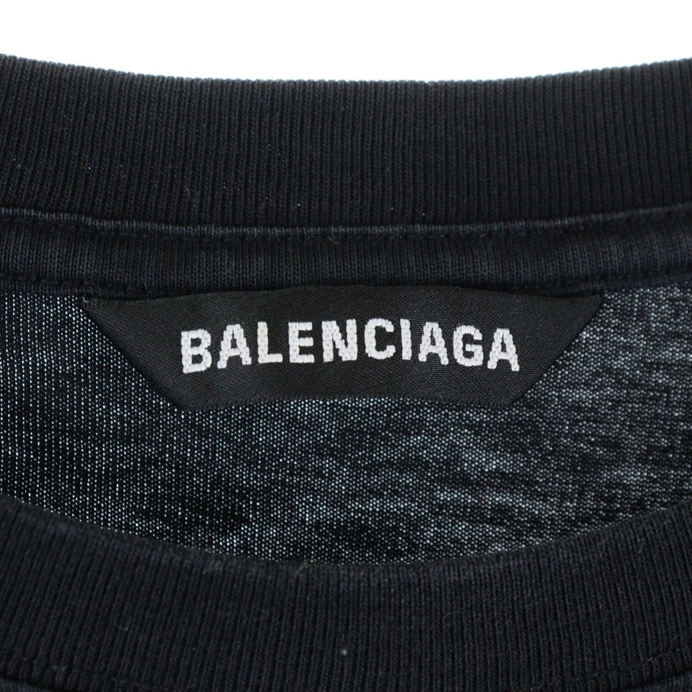 BALENCIAGA(バレンシアガ) フロント ロゴプリント 半袖Tシャツ カットソー 613968-TYK28 ブラック