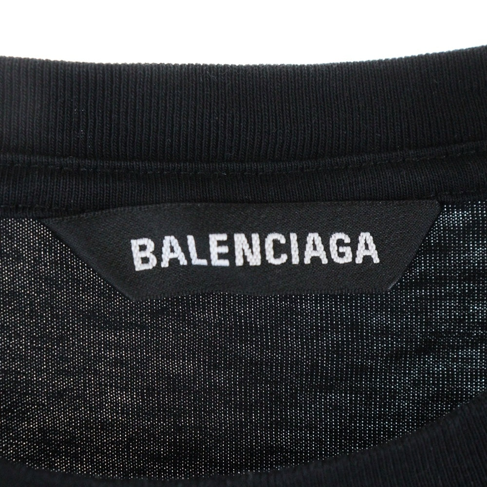 BALENCIAGA(バレンシアガ) フロント ロゴプリント 半袖Tシャツ カットソー 613968-TYK28 ブラック