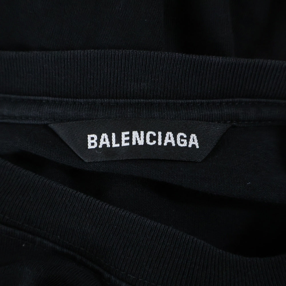 BALENCIAGA(バレンシアガ) フロント ロゴプリント 半袖Tシャツ カットソー 613968-TYK28 ブラック