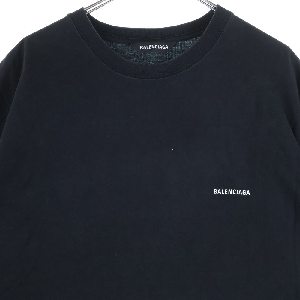 BALENCIAGA(バレンシアガ) フロント ロゴプリント 半袖Tシャツ カットソー 613968-TYK28 ブラック