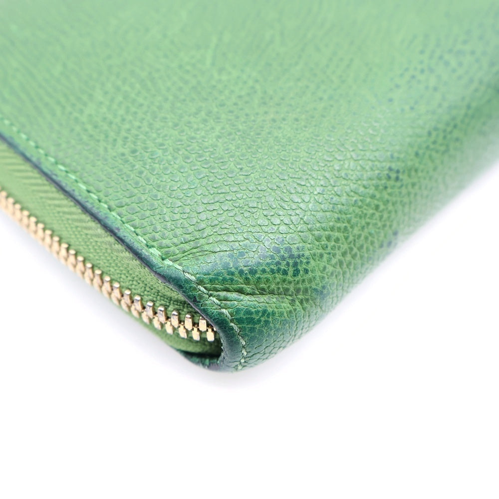 Valextra(ヴァレクストラ) Lジップパース ロングウオレット レザー 長財布 グリーン