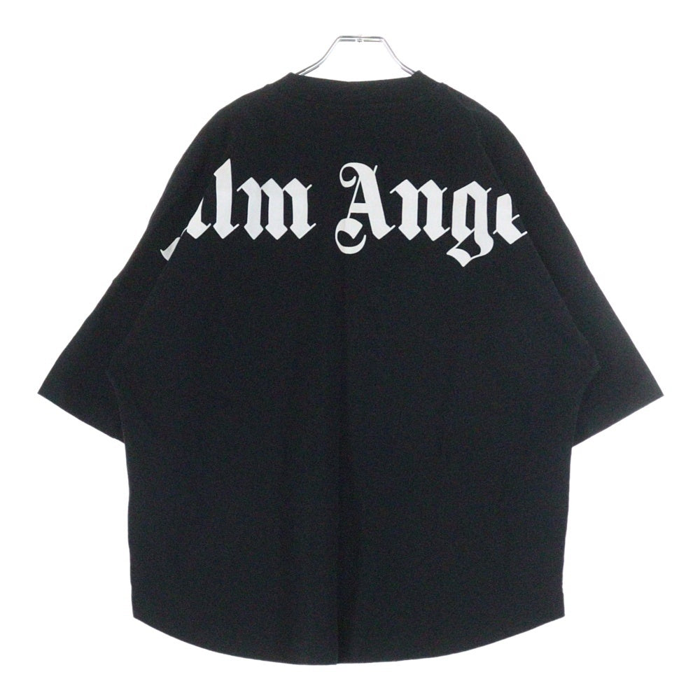 Palm Angels(パームエンジェルス) CLASSIC LOGO OVER TEE ネックロゴプリント クルーネック 半袖Tシャツ カットソー ブラック PMAA002E20JER001