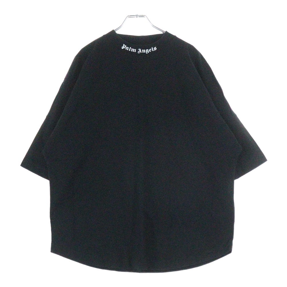 Palm Angels(パームエンジェルス) CLASSIC LOGO OVER TEE ネックロゴプリント クルーネック 半袖Tシャツ カットソー ブラック PMAA002E20JER001