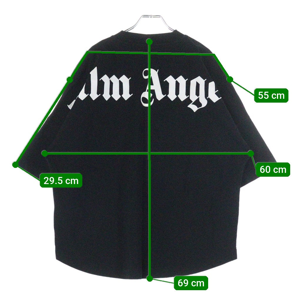 Palm Angels(パームエンジェルス) CLASSIC LOGO OVER TEE ネックロゴプリント クルーネック 半袖Tシャツ カットソー ブラック PMAA002E20JER001