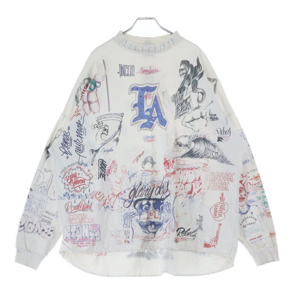 SAINT MICHAEL(セントマイケル) 24SS × BORN RAISED BR LS TEE LA WHITE ボーンアンドレイズド マルチデザイン 長袖シャツ ホワイト