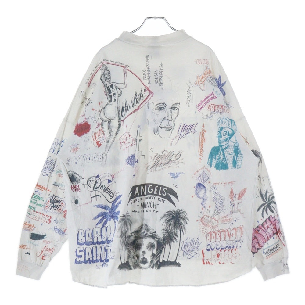 SAINT MICHAEL(セントマイケル) 24SS × BORN RAISED BR LS TEE LA WHITE ボーンアンドレイズド マルチデザイン 長袖シャツ ホワイト