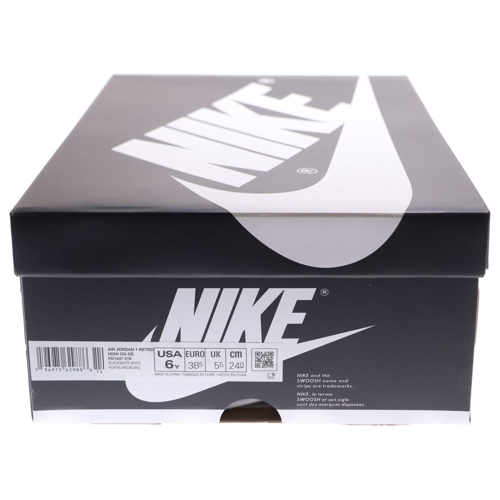 NIKE(ナイキ) GS AIR JORDAN 1 RETRO HIGH OG FD1437-010 エアジョーダン1 レトロ ハイカットスニーカー シューズ ブラック/ホワイト US6Y/24.0cm