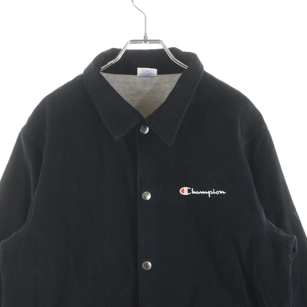 CHAMPION(チャンピオン) フロントボタン コーデュロイ コーチジャケット ブラック C8-J604