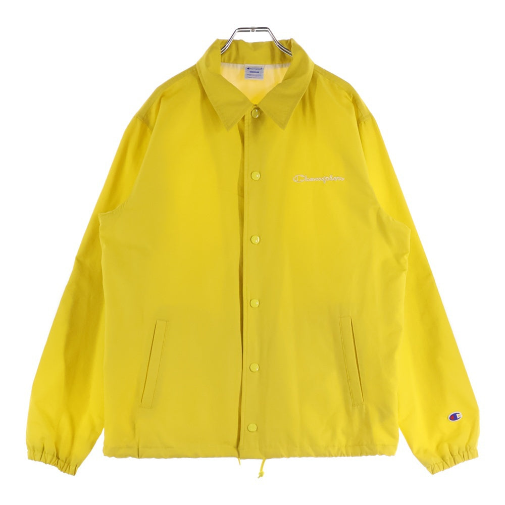 CHAMPION(チャンピオン) フロントボタン ロゴ刺繍 コーチジャケット イエロー C8-S628