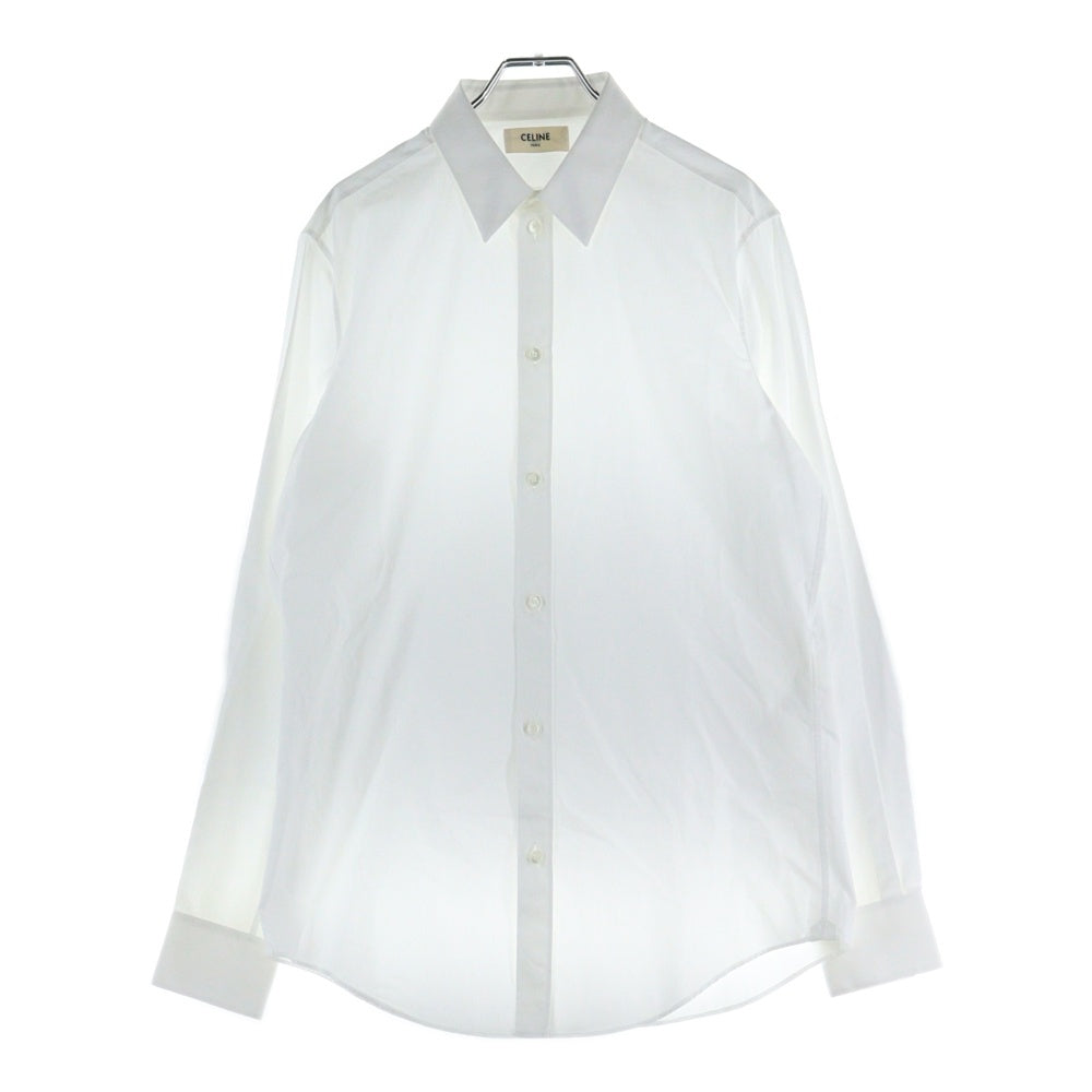 CELINE 長袖シャツ メンズ42 ホワイト CELINE(セリーヌ) COTTON POPLIN SKINNY SHIRT コットン ポプリン 長袖