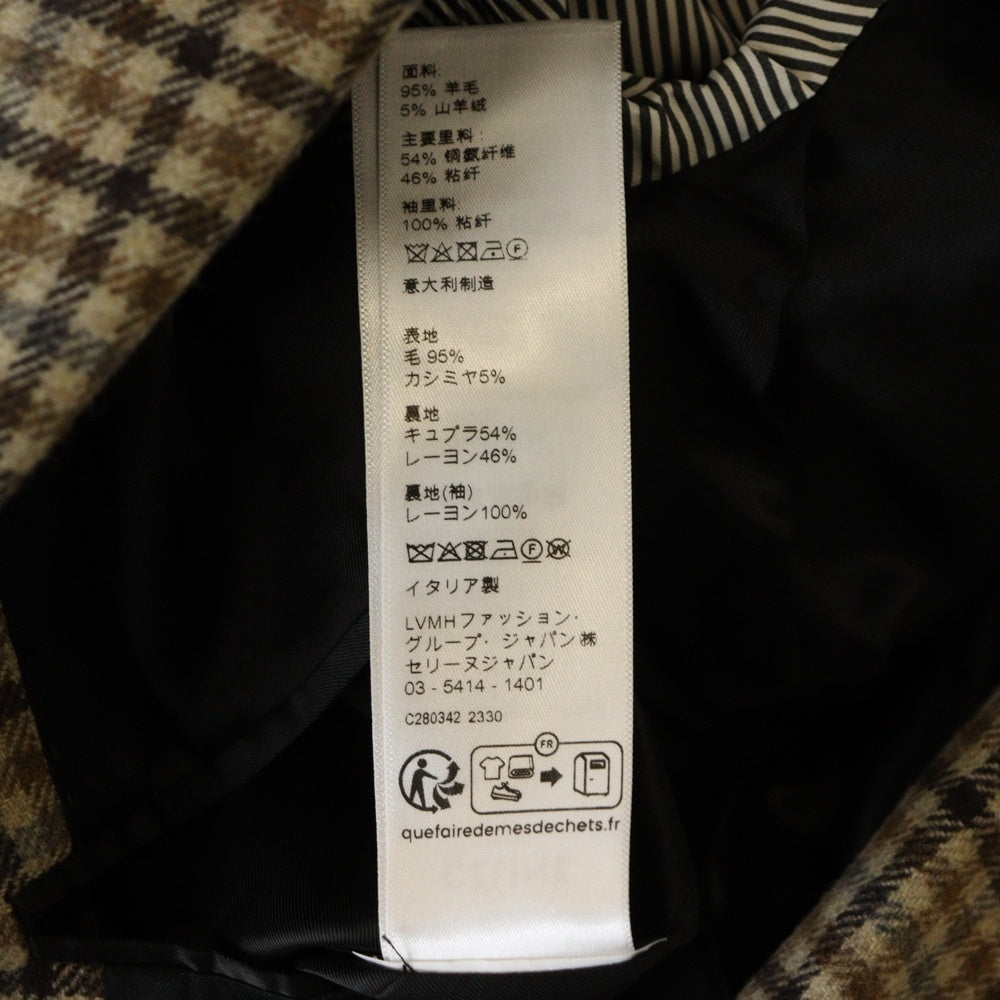 CELINE(セリーヌ) ダブルフェイス キャンベル チェック柄 ウールテーラードジャケット ブラウン 5AB4518R