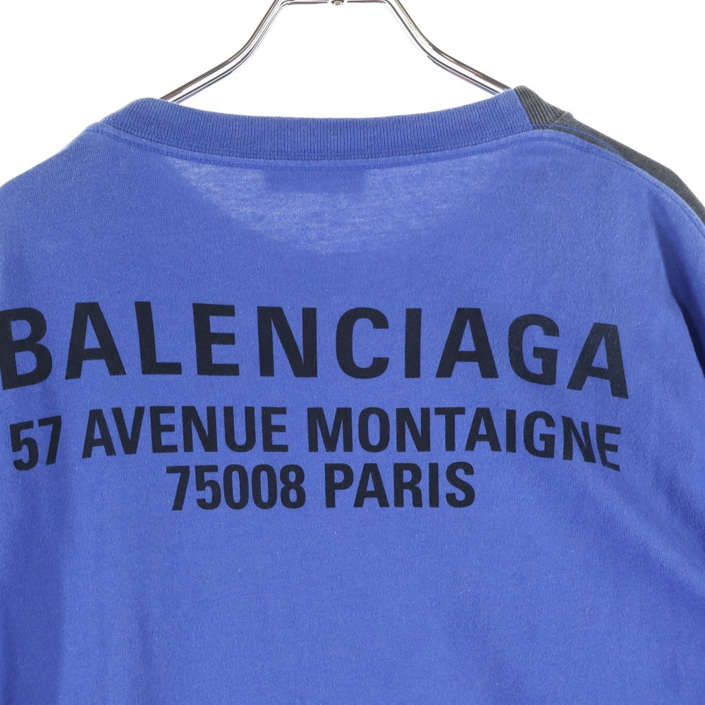 BALENCIAGA(バレンシアガ) 18SS Tシャツドッキング クルーネック 長袖Tシャツ カットソー ネイビー/グレー 518237 TAV04