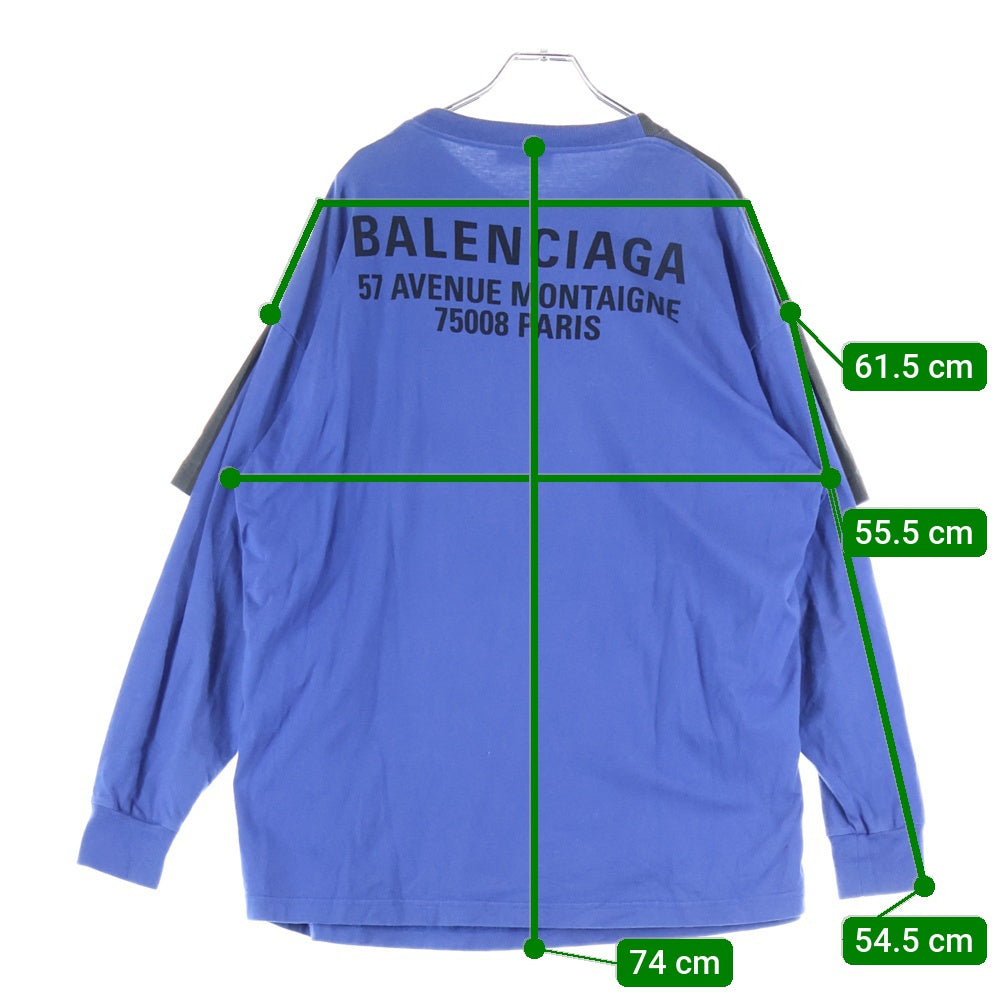 BALENCIAGA(バレンシアガ) 18SS Tシャツドッキング クルーネック 長袖Tシャツ カットソー ネイビー/グレー 518237 TAV04