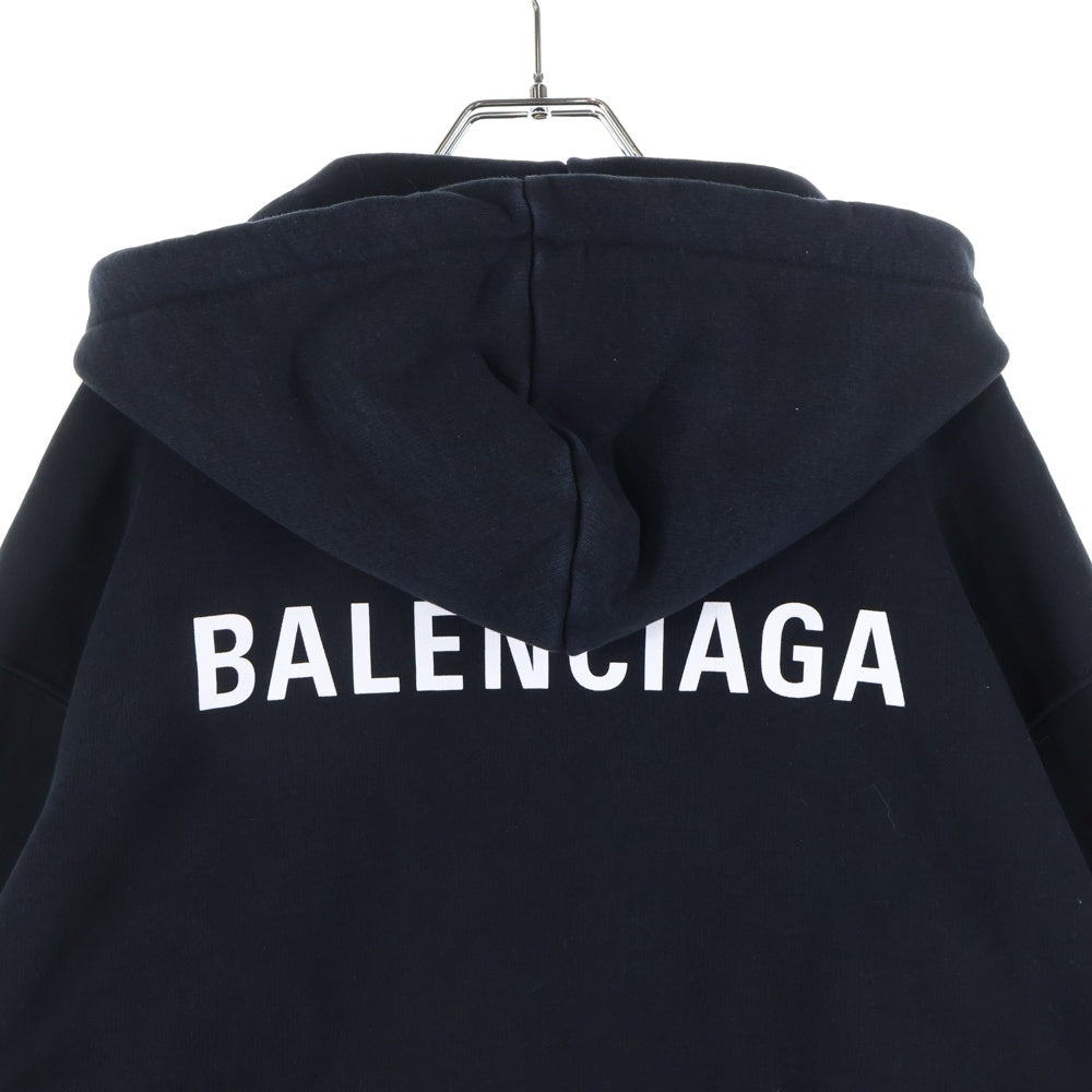 BALENCIAGA(バレンシアガ) Medium Fit Hoodie バックロゴ ミディアムフィット フーディー プルオーバーパーカー ブラック 600583 TIV84