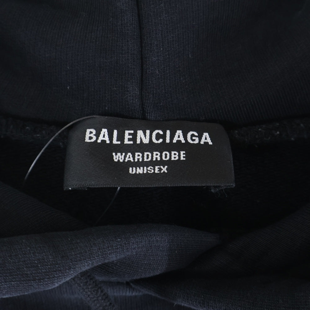 BALENCIAGA(バレンシアガ) Medium Fit Hoodie バックロゴ ミディアムフィット フーディー プルオーバーパーカー ブラック 600583 TIV84